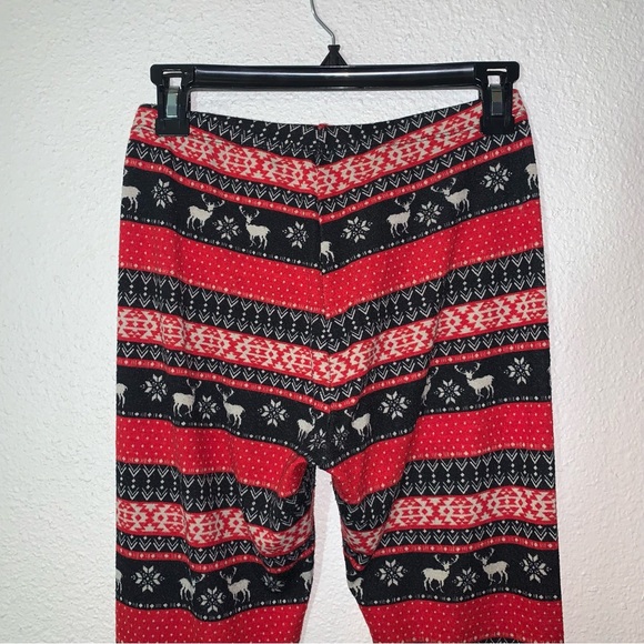 Pink Republic Christmas print Leggings Sz M snowflake reindeer Red white black - Picture 7 of 12